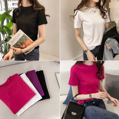 Damen T-Shirt Baumwolle Rundhals Bequem