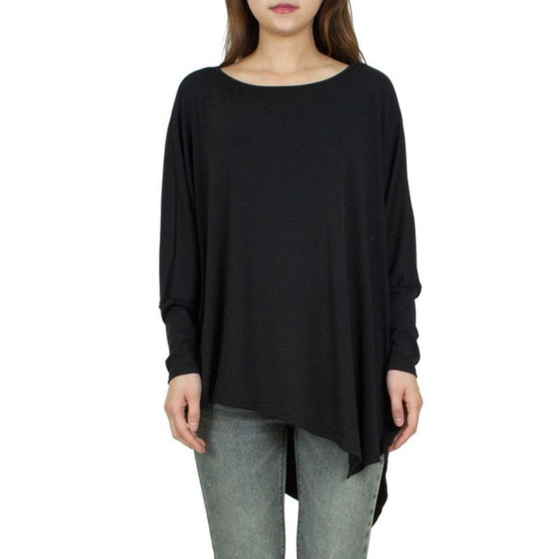 Damen Oversized Oberteil Asymmetrisch Lässig Eveloria