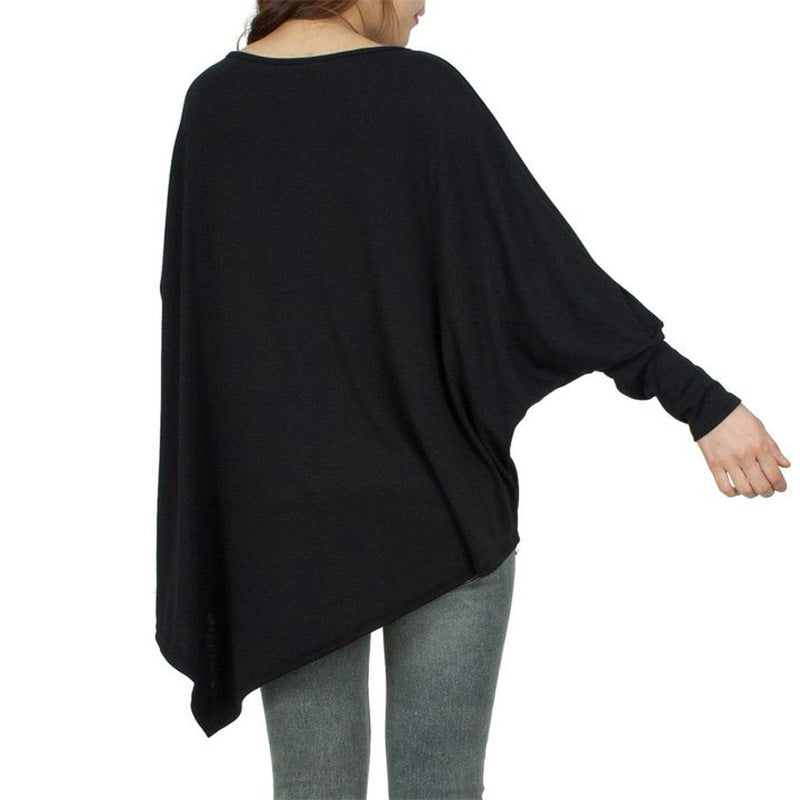 Damen Oversized Oberteil Asymmetrisch Lässig Eveloria