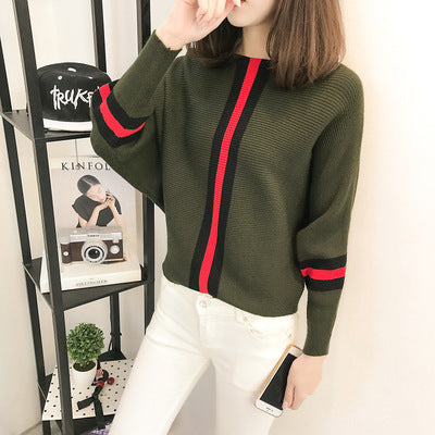 Damen Oversized Strickpullover Dekorative Streifen - Eveloria
