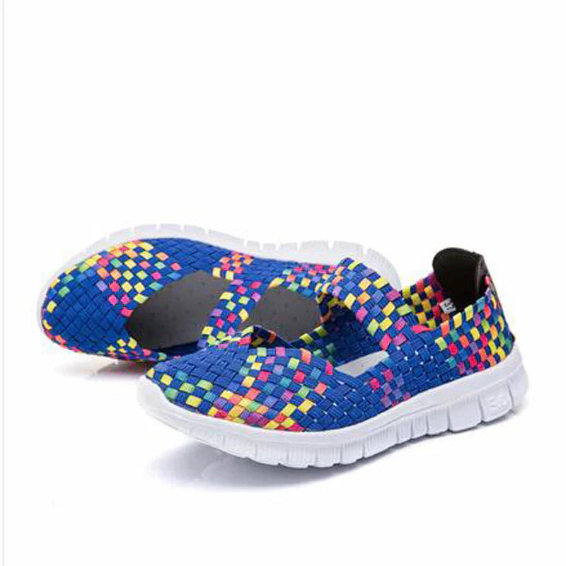 Elastische Damen Flache Schuhe Leicht Gewebt