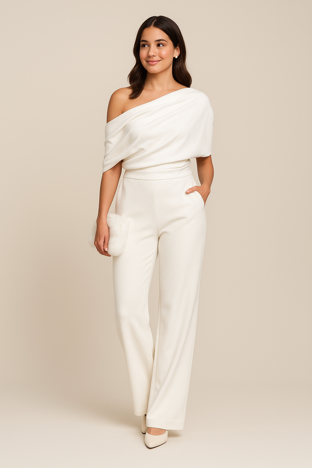 Damen One-Shoulder Jumpsuit Frühling Sommerleicht - Eveloria