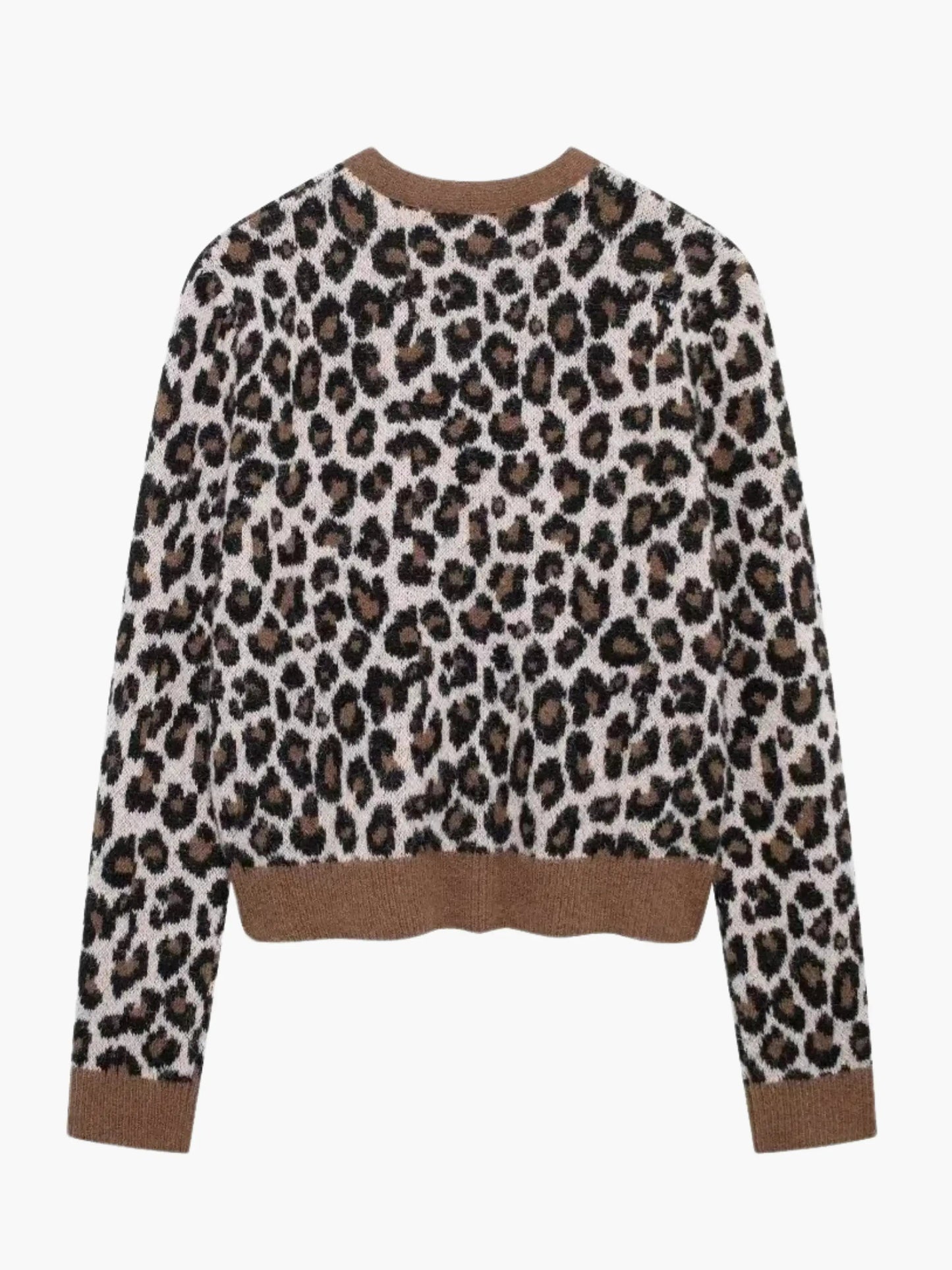 Damen Strickjacke Leopard Muster