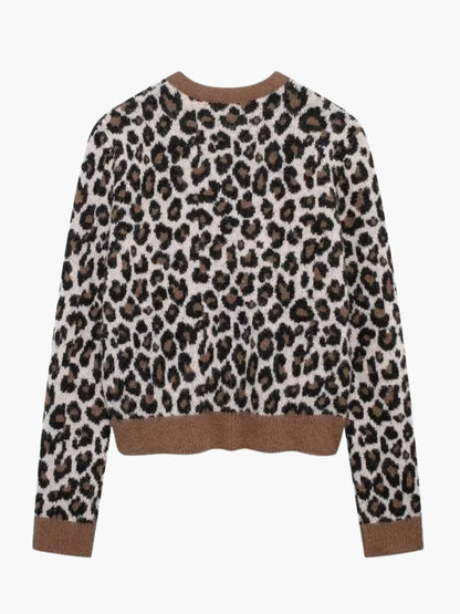 Damen Strickjacke Leopard Muster