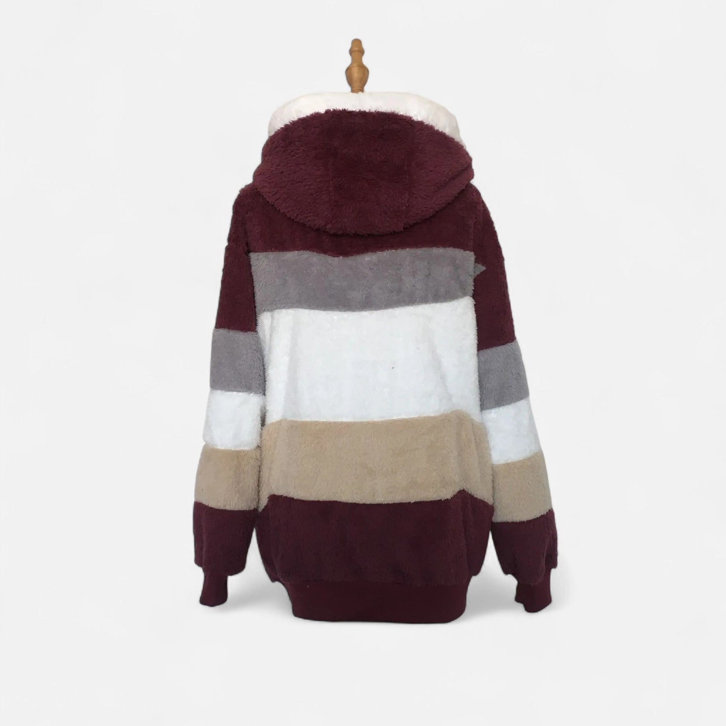 Damen Oversized Jacke mit Kapuze Gestreift