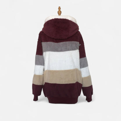 Damen Oversized Jacke mit Kapuze Gestreift