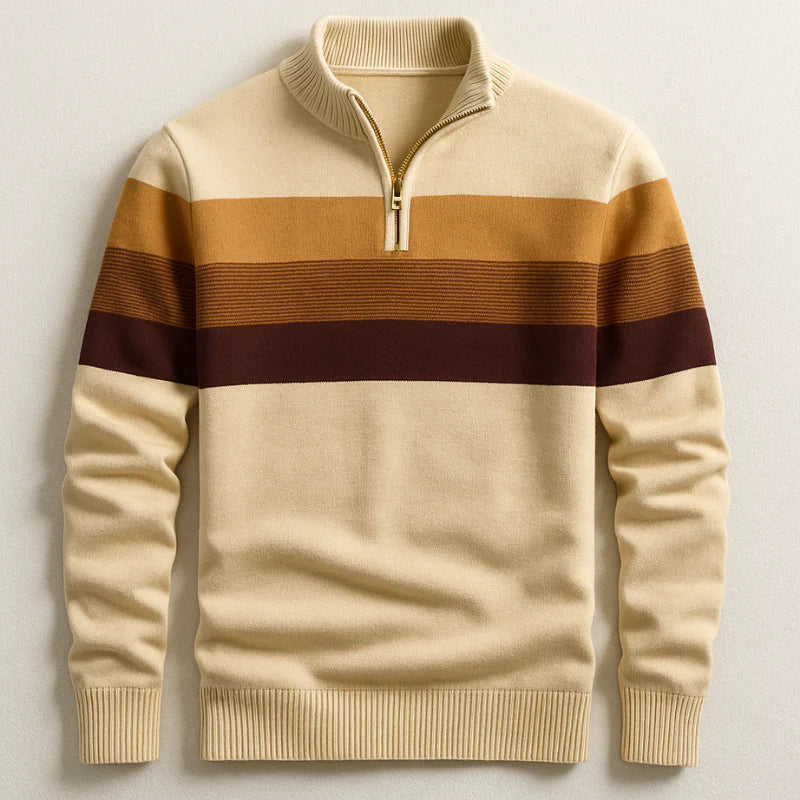 Herren Halbzippullover Modernes Streifen-Design Warm