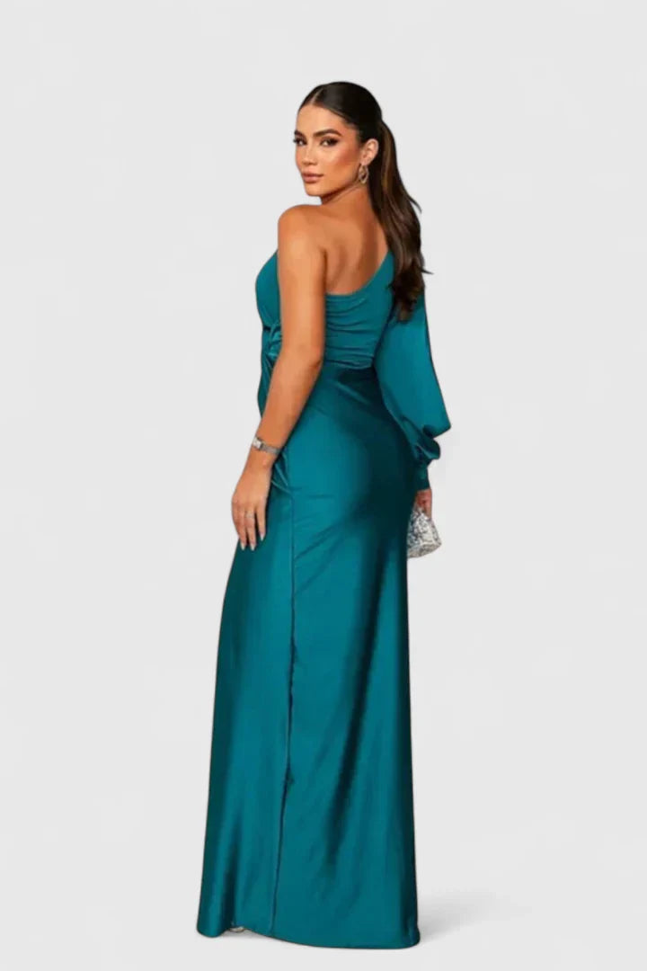 Damen Abendkleid Einer Schulter Raffung
