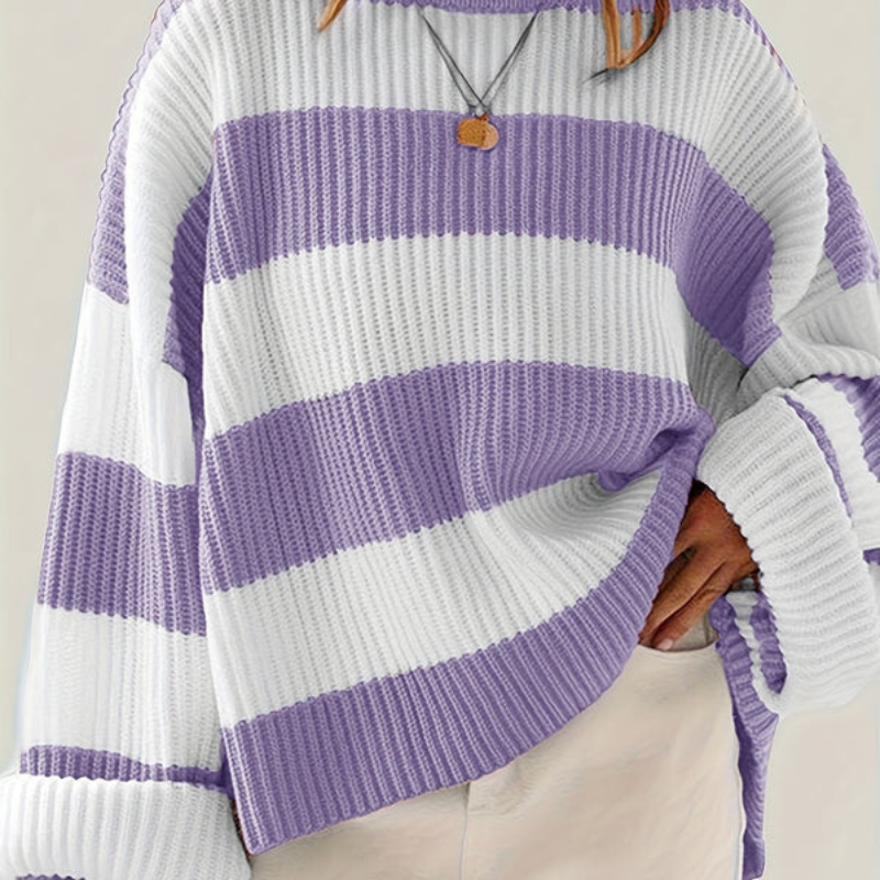 Eveloria Damen Oversize Pullover Gestreift