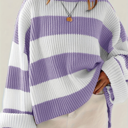 Eveloria Damen Oversize Pullover Gestreift