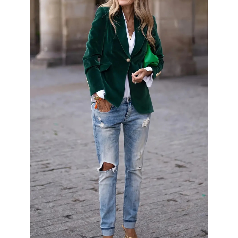 Eveloria Damen Blazer Velvet Casual