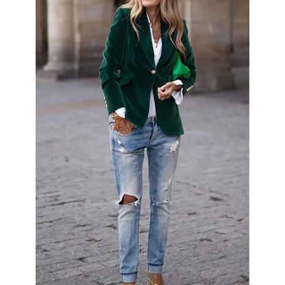 Eveloria Damen Blazer Velvet Casual