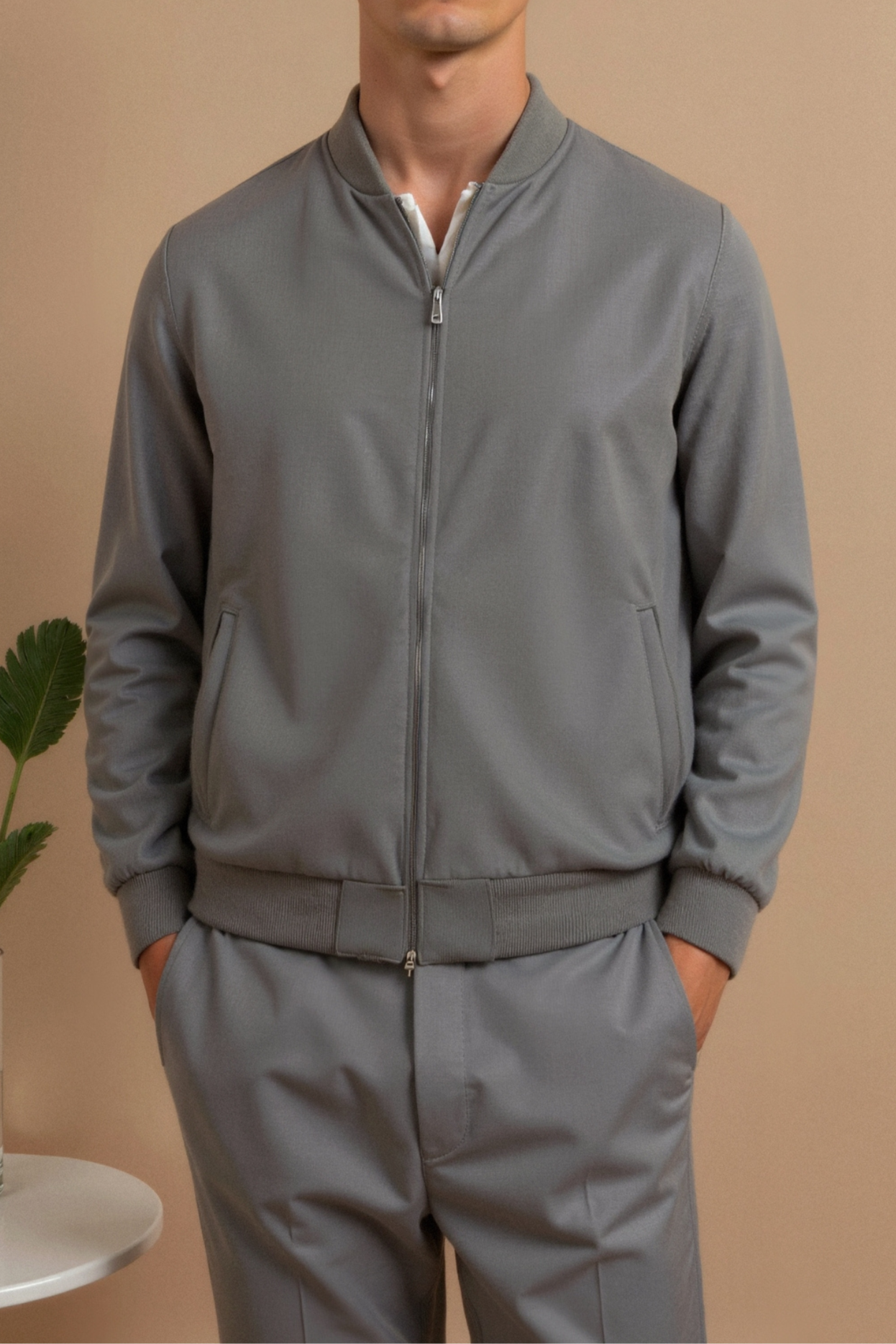 Herren Bomberjacke Grau Zeitlose Designs