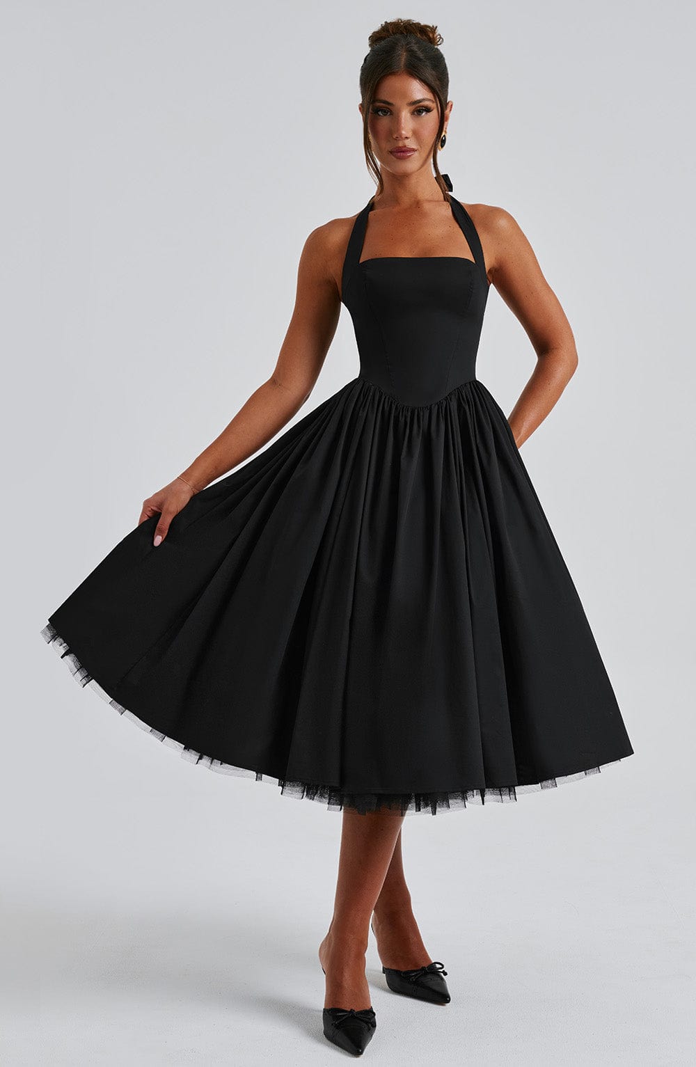 Damen Halter Midi Kleid Hochzeitsgäste Lydia