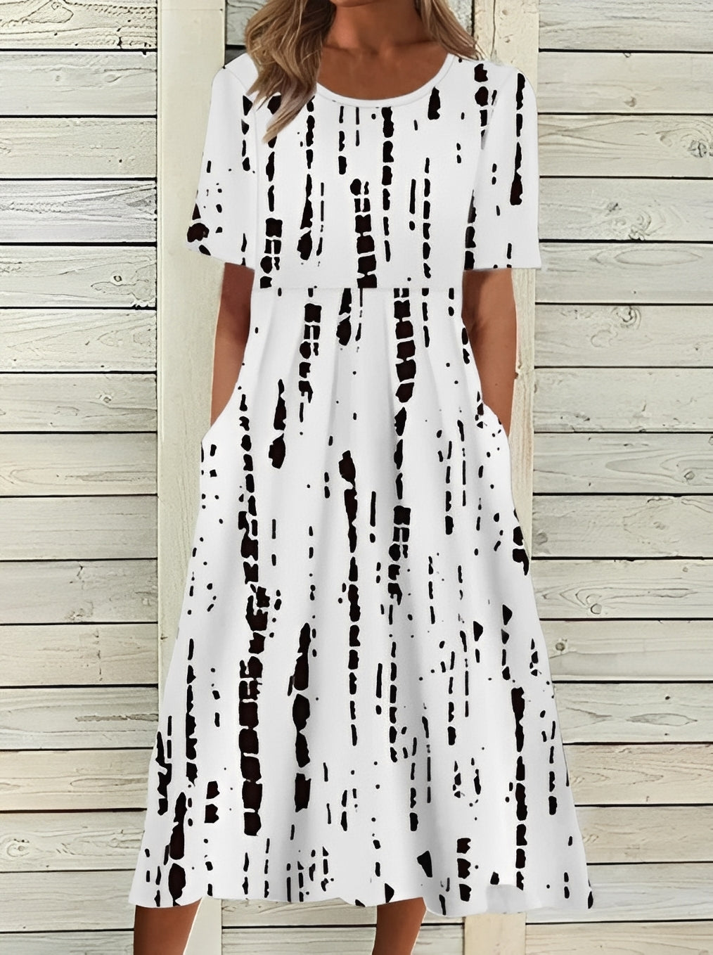 Damen Midikleid Elegantes Floralkleid Fließend