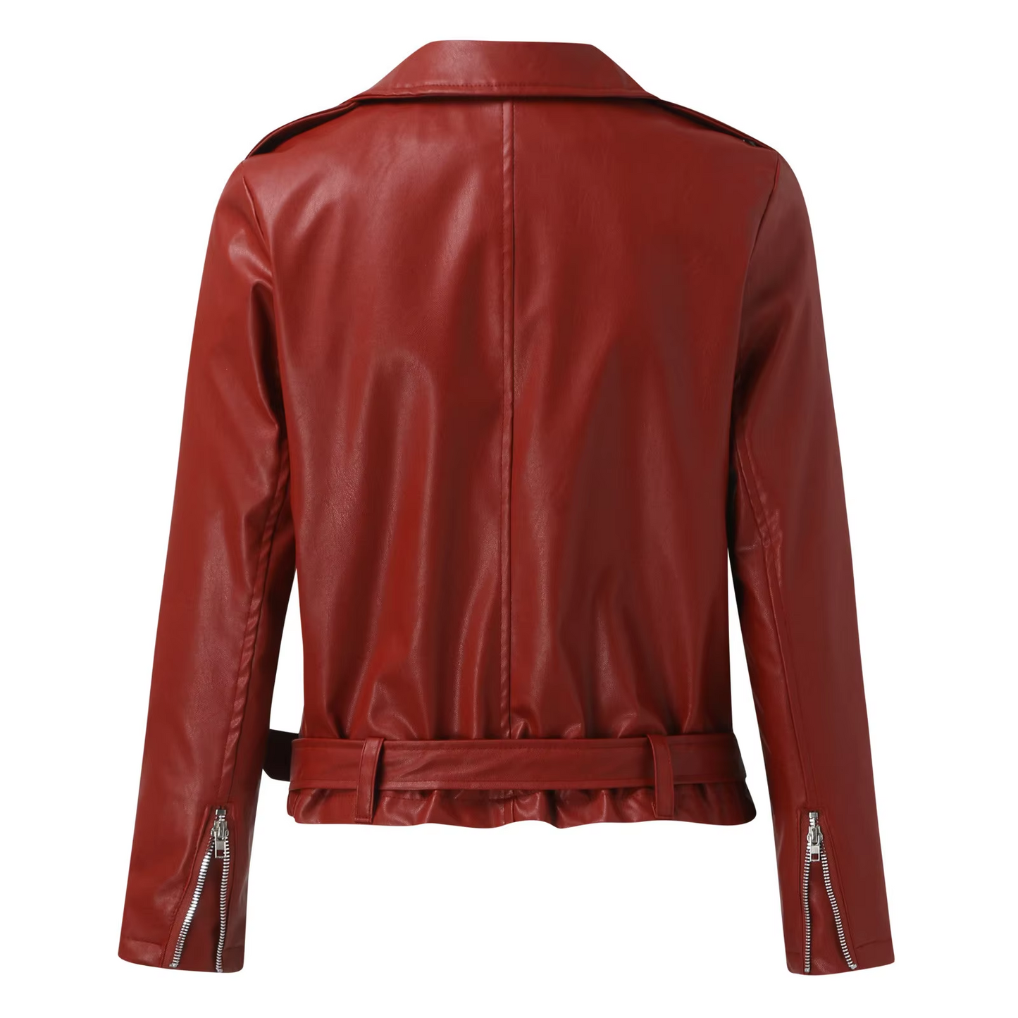 Eveloria Damen Bikerjacke Leder Gürtel