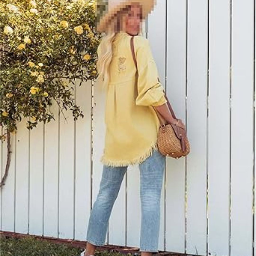 Damen Jeansjacke Denim Used Look Blau