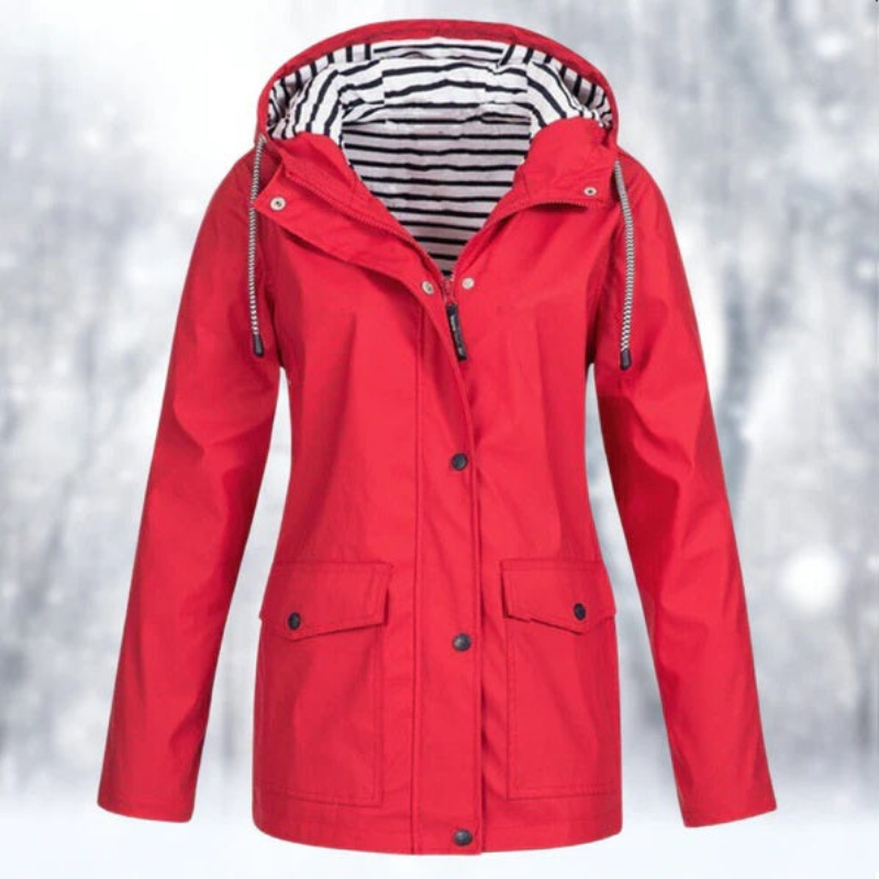Damen Jacke mit Kapuze Reißverschluss und Fronttaschen