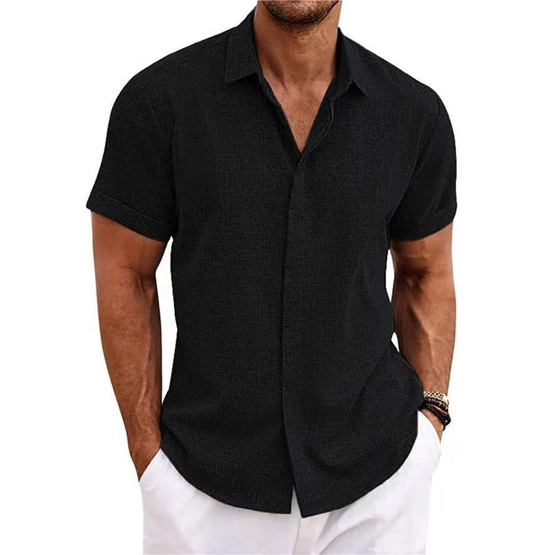 Herren Polo-Shirt Kurzarm Knopf Weiss