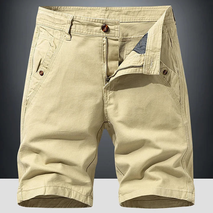 Herren Chino Shorts Klassisch Reißverschluss Beige