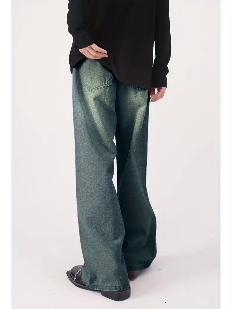 Eveloria Damen Upcycle Jeans Baggy Ausgebleicht Blau