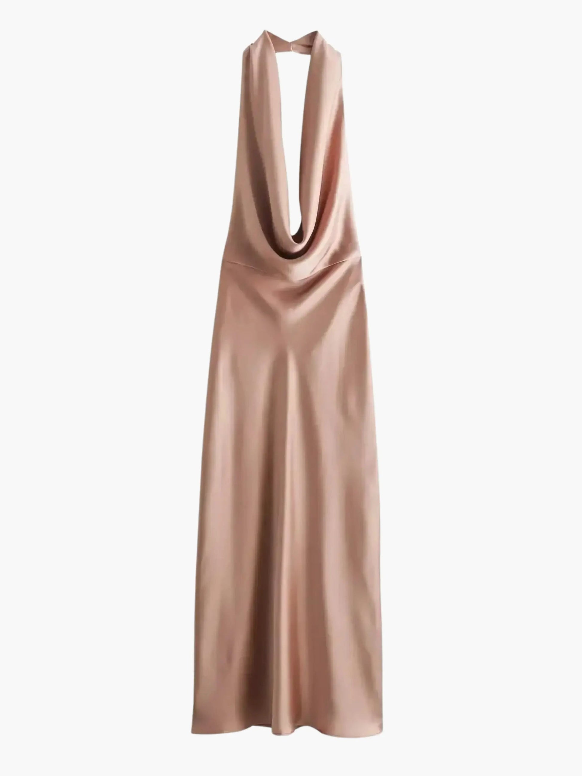 Damen Satin Maxikleid Wasserfallkragen - Norvielle