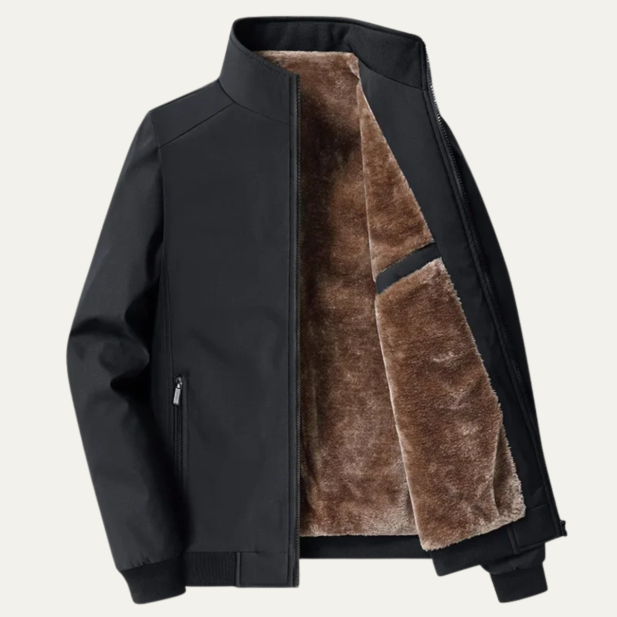 Herren Winterjacke Gepolstert Stehkragen Wärmend Schwarz - Eveloria