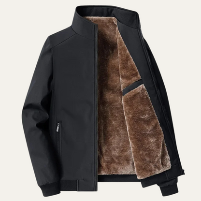 Herren Winterjacke Gepolstert Stehkragen Wärmend Schwarz - Eveloria
