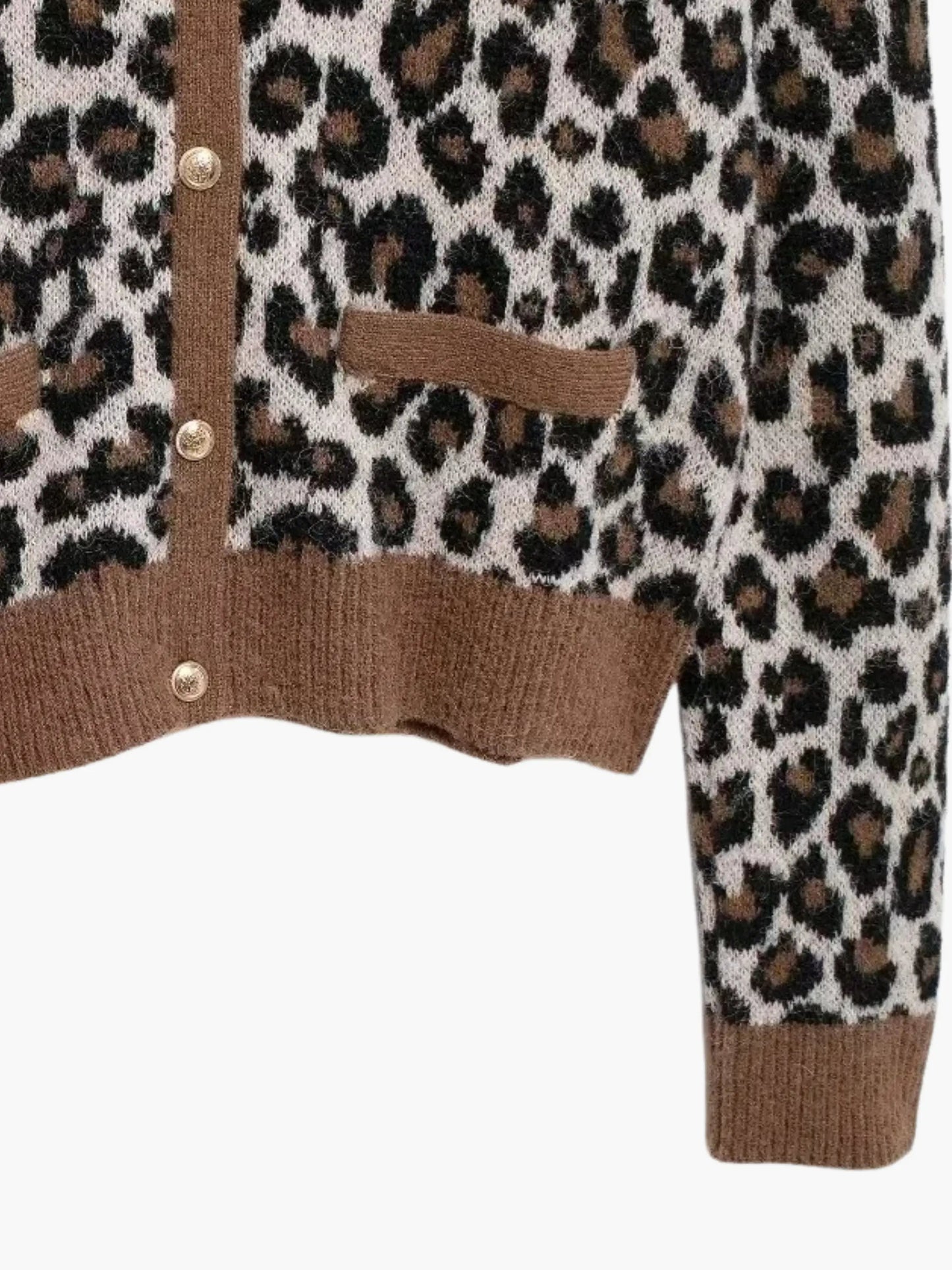 Damen Strickjacke Leopard Muster