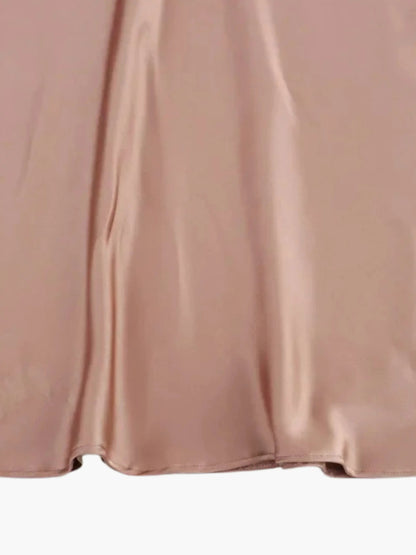 Damen Satin Maxikleid Wasserfallkragen