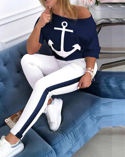 Damen Sweatshirt Set mit Leggings, Sportlich, Grau