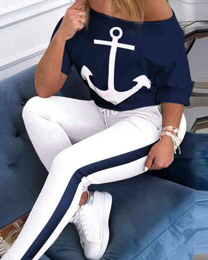 Damen Sweatshirt Set mit Leggings, Sportlich, Grau