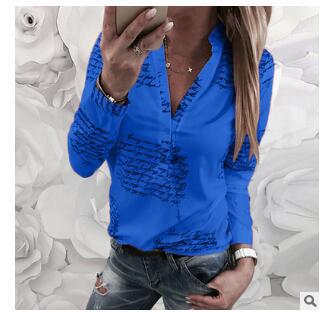 Damen Bluse mit Schriftmuster und Stehkragen Eveloria