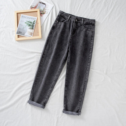 Damen Hochtaillierte Jeans Klassisch Mom-Style Umschlag-Säume