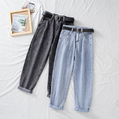 Damen Hochtaillierte Jeans Klassisch Mom-Style Umschlag-Säume
