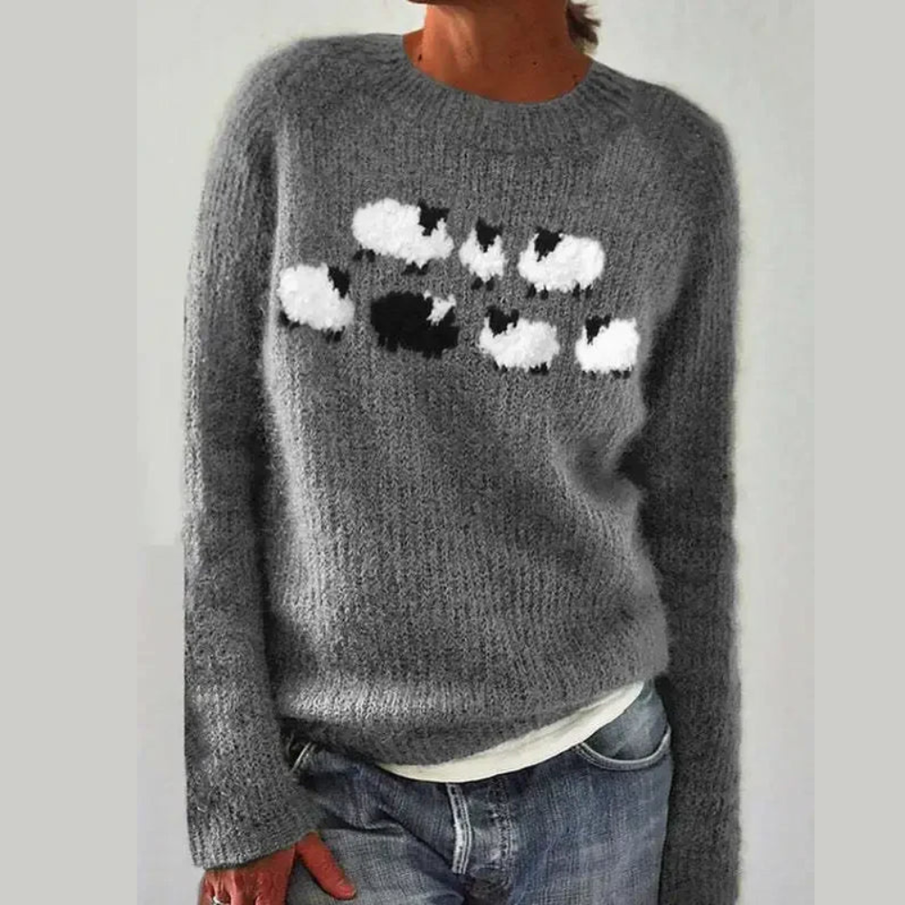 Damen Strickpullover Norweger-Muster Rundhals Arnette