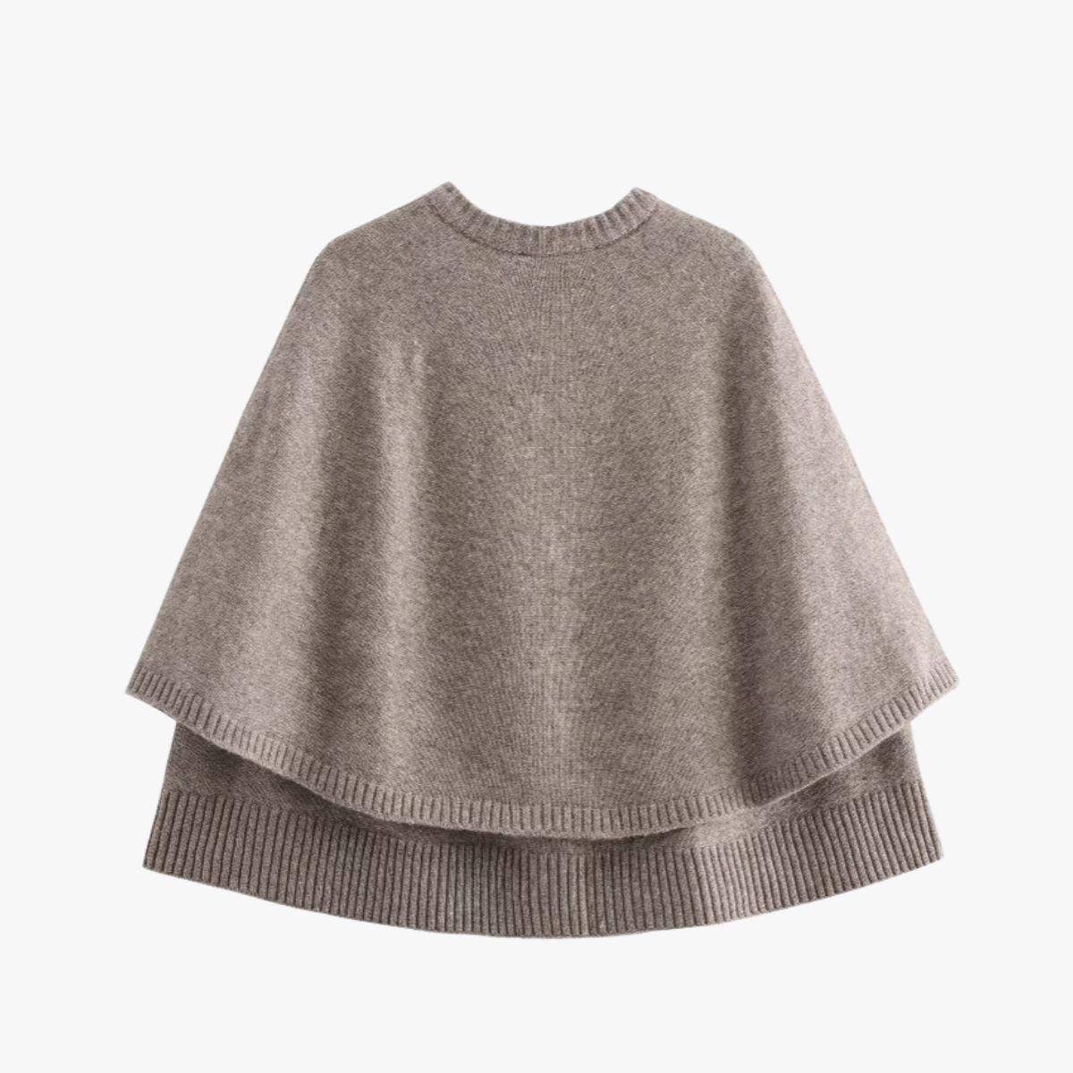 Damen Strickcape mit Knöpfen und gestuftem Saum