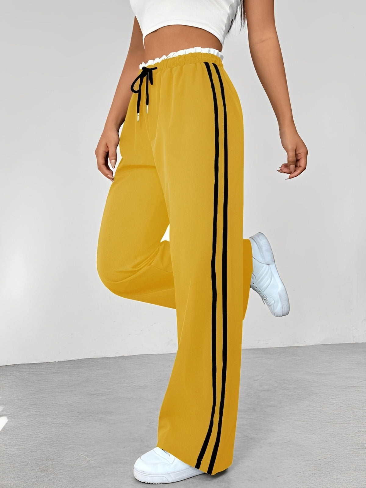Damen Gerade-Hose Weite Fit Seitenstreifen