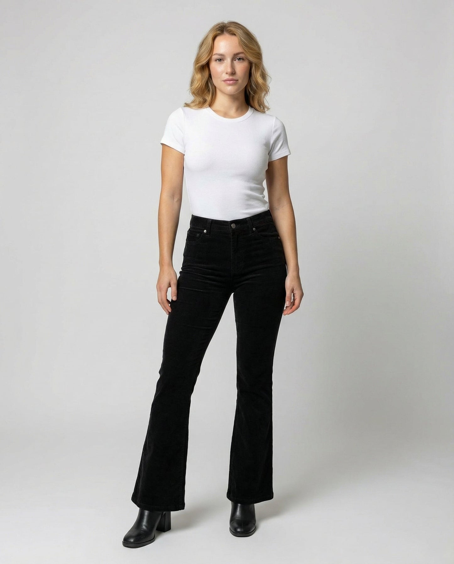 Damen Cordhose Bequem Schwarz - Eveloria