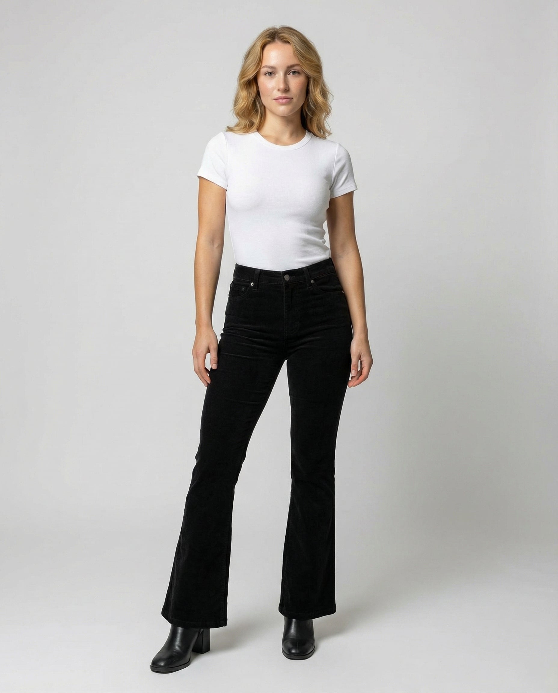 Damen Cordhose Bequem Schwarz - Eveloria