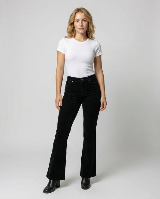 Damen Cordhose Bequem Schwarz - Eveloria