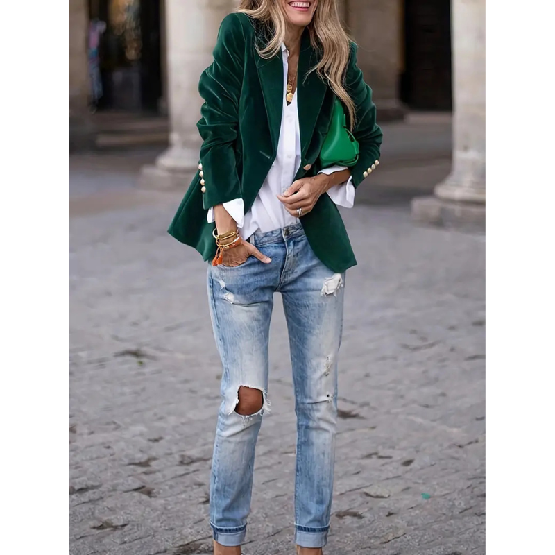 Eveloria Damen Blazer Velvet Casual