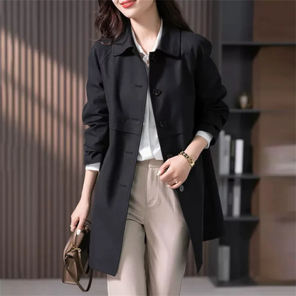 Eveloria Damen Trenchcoat Kurz Baumwolle Beige