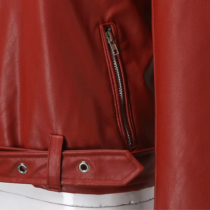 Eveloria Damen Bikerjacke Leder Gürtel