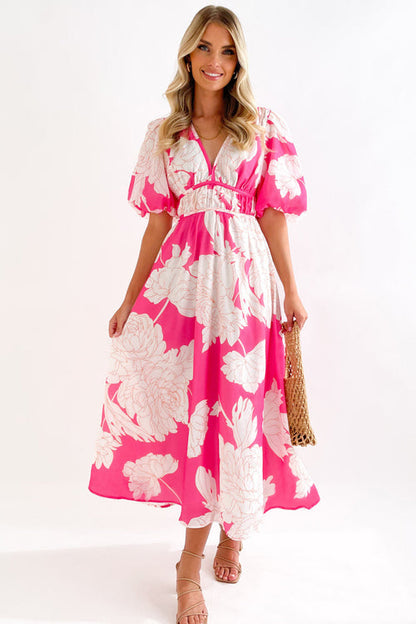Eveloria Damen Maxi Kleid Puffärmel mit Liebe-Print