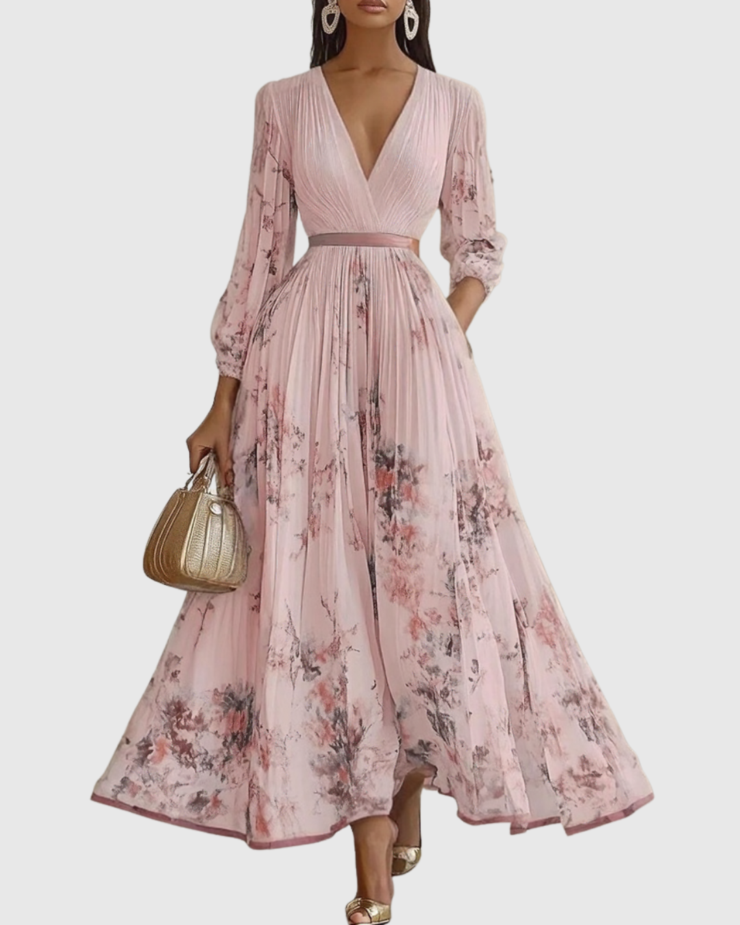 Isabella Damen Ärmelloses Midi Kleid Geplissiert Blumenmuster