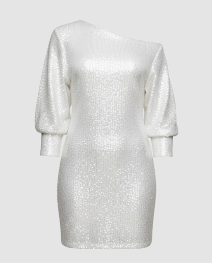 Glänzendes Damen Minikleid One Shoulder