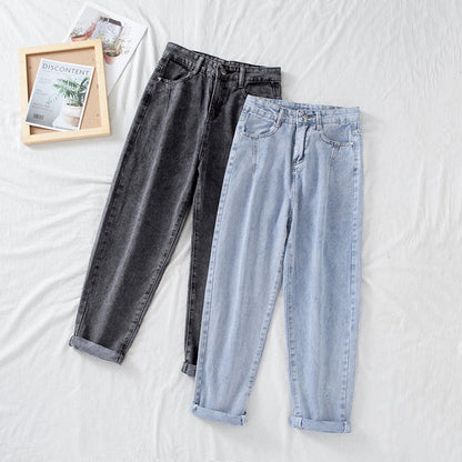 Damen Hochtaillierte Jeans Klassisch Mom-Style Umschlag-Säume - Eveloria