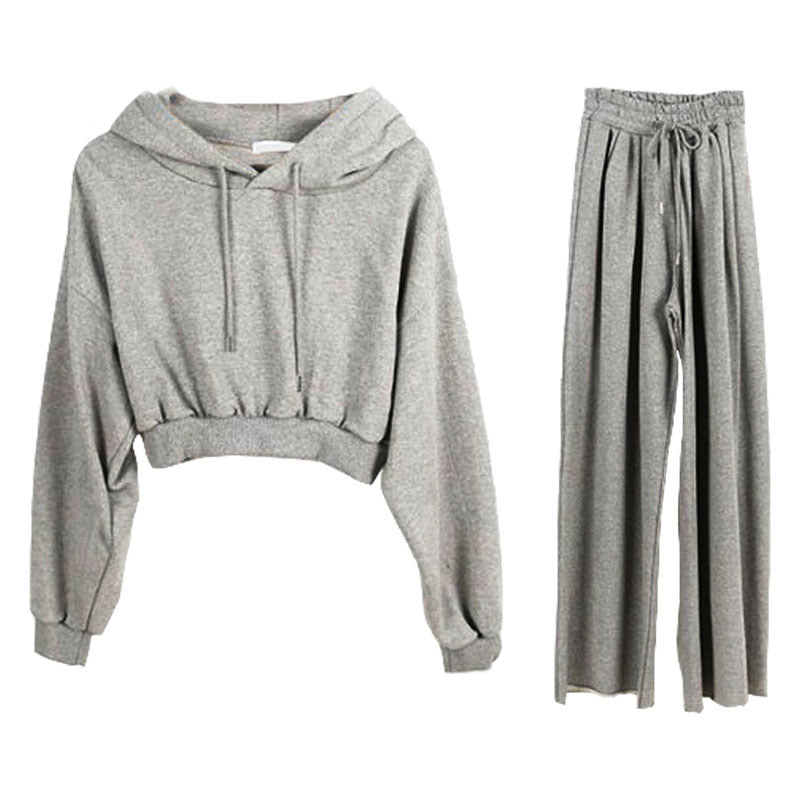 Damen Hoodie Set Weite Hosen Eveloria Baumwolle