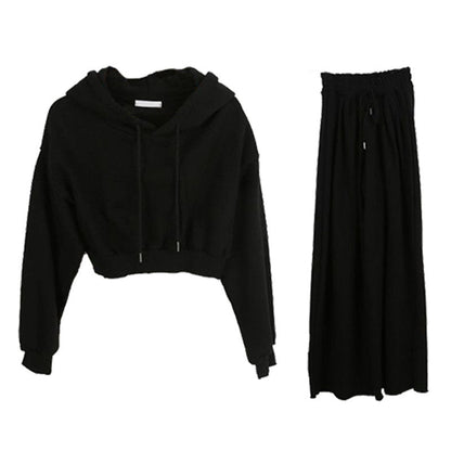 Damen Hoodie Set Weite Hosen Eveloria Baumwolle